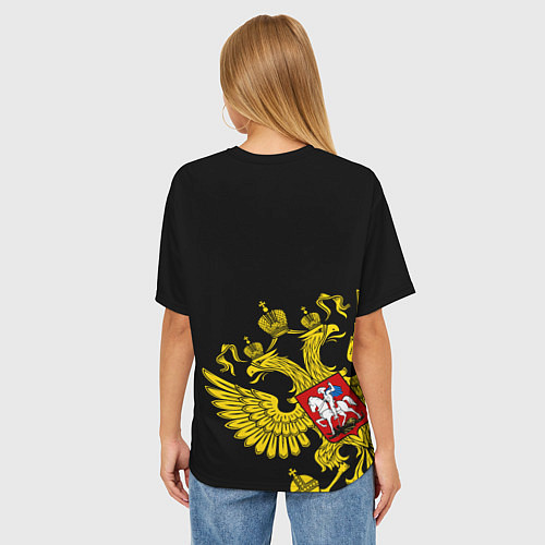 Женская футболка оверсайз Флаг и Герб России / 3D-принт – фото 4