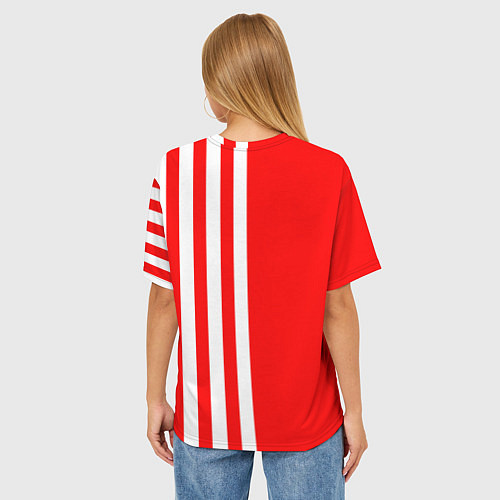 Женская футболка оверсайз Красно-белый воин / 3D-принт – фото 4