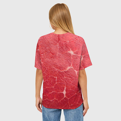Женская футболка оверсайз Мясо 100% / 3D-принт – фото 4