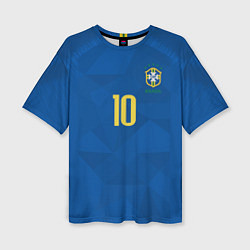 Женская футболка оверсайз Сборная Бразилии: Неймар ЧМ-2018 гостевая