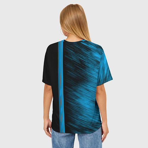 Женская футболка оверсайз Chrysler синие полосы / 3D-принт – фото 4