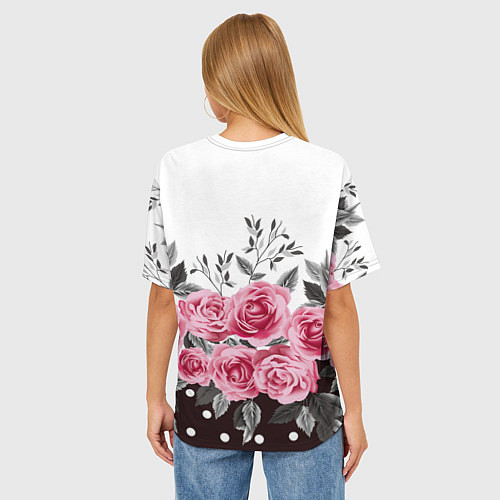 Женская футболка оверсайз Roses Trend / 3D-принт – фото 4