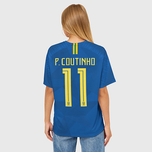 Женская футболка оверсайз Coutinho Away WC 2018 / 3D-принт – фото 4