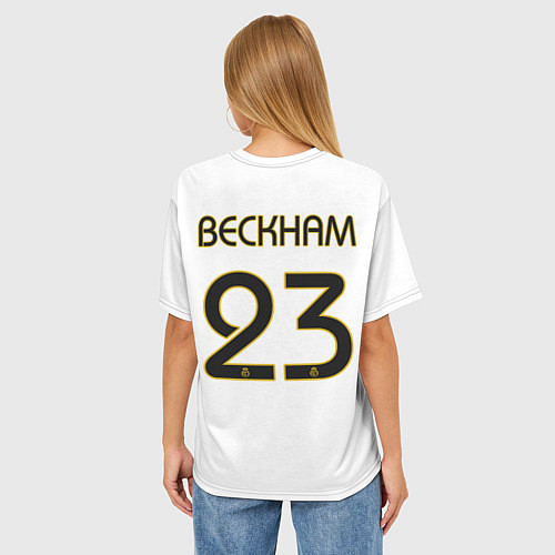 Женская футболка оверсайз FC Real Madrid: Beckham Retro / 3D-принт – фото 4