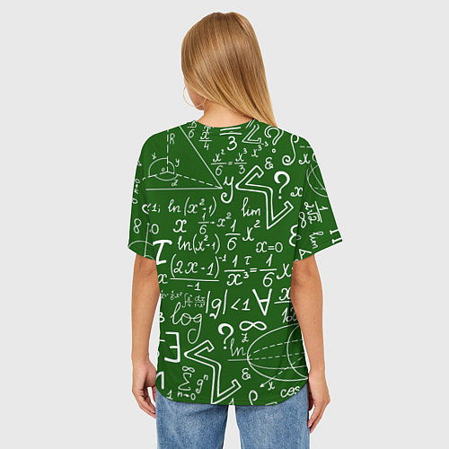 Женская футболка оверсайз E=mc2: Green Style / 3D-принт – фото 4