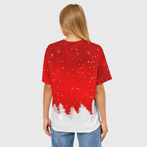 Женская футболка оверсайз Christmas pattern / 3D-принт – фото 4