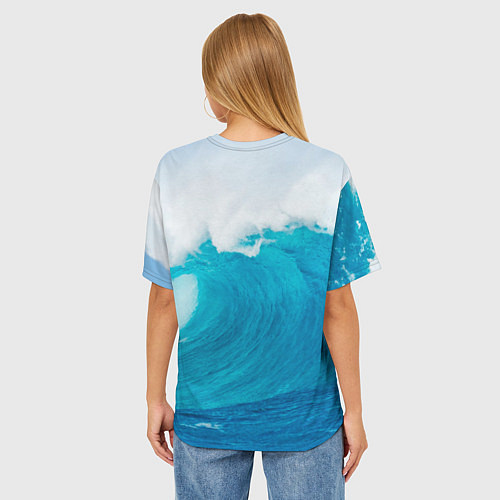 Женская футболка оверсайз Кот-серфер / 3D-принт – фото 4