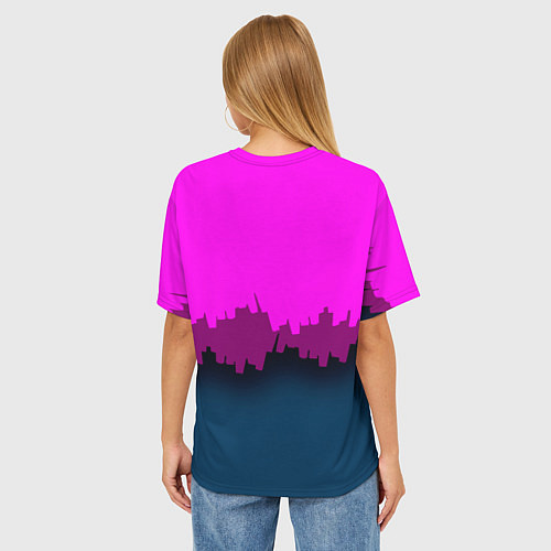 Женская футболка оверсайз BSG: Neon City / 3D-принт – фото 4