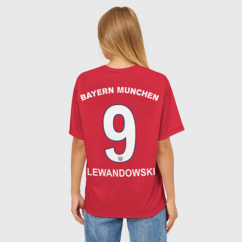 Женская футболка оверсайз Lewandowski home 18-19 / 3D-принт – фото 4