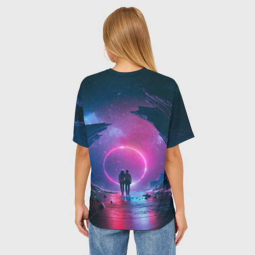 Женская футболка оверсайз Любовь в космосе / 3D-принт – фото 4