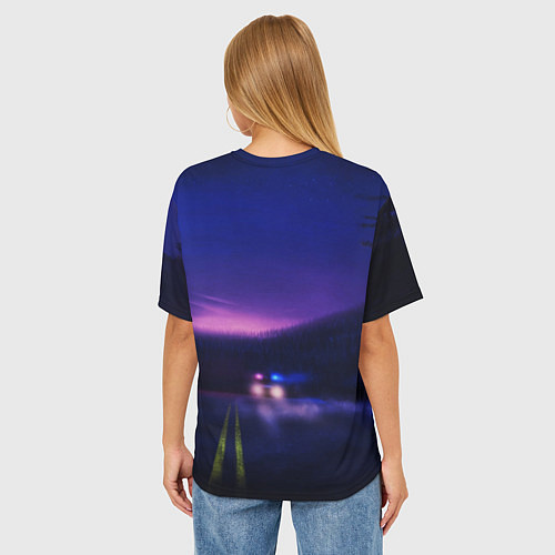 Женская футболка оверсайз Stranger Things: Neon Road / 3D-принт – фото 4