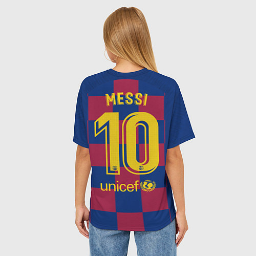 Женская футболка оверсайз Messi home 19-20 season / 3D-принт – фото 4