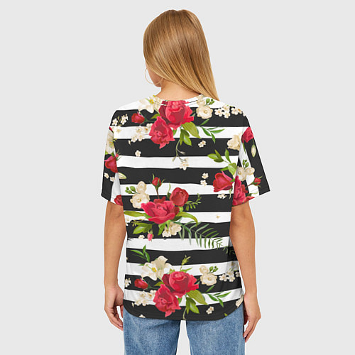 Женская футболка оверсайз Розы и орхидеи / 3D-принт – фото 4