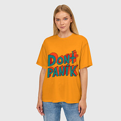 Футболка оверсайз женская Do not panic - 3D lettering, цвет: 3D-принт — фото 2