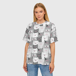 Футболка оверсайз женская Эмоции котов, цвет: 3D-принт — фото 2