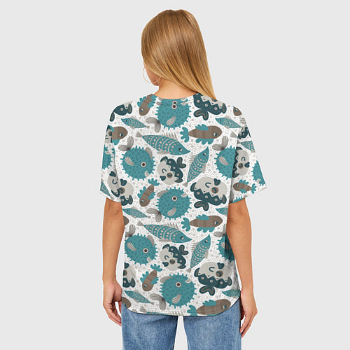 Женская футболка оверсайз Экзотическая рыба морей / 3D-принт – фото 4