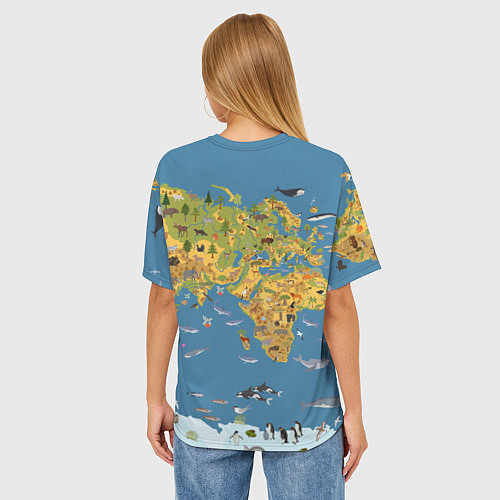 Женская футболка оверсайз Карта мира детская / 3D-принт – фото 4