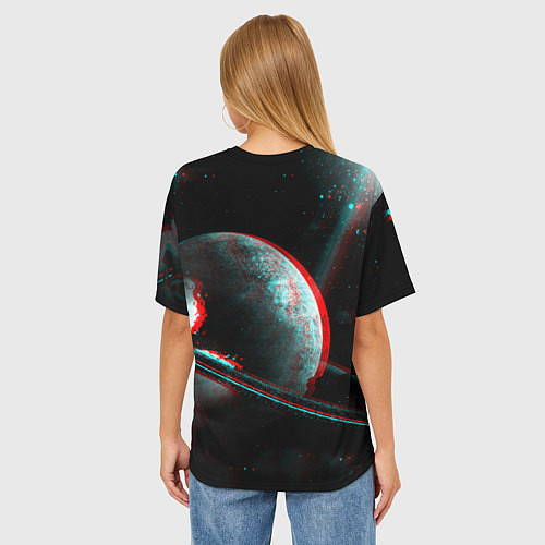 Женская футболка оверсайз Cosmos Glitch / 3D-принт – фото 4