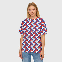 Футболка оверсайз женская Российский триколор плетёнка, цвет: 3D-принт — фото 2