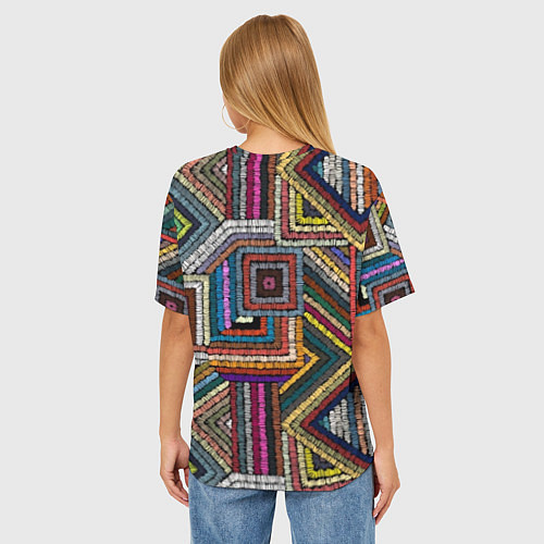 Женская футболка оверсайз Этнический ковровый орнамент / 3D-принт – фото 4