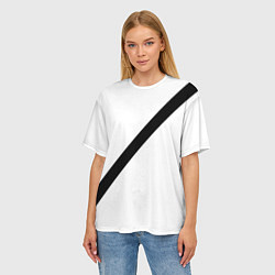 Футболка оверсайз женская Ремень безопасности - черная полоса прикол на бело, цвет: 3D-принт — фото 2