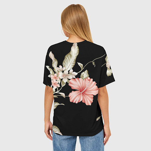 Женская футболка оверсайз Красивые Цветочки / 3D-принт – фото 4