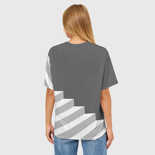 Женская футболка оверсайз ЪУЪ съука - лестница / 3D-принт – фото 4