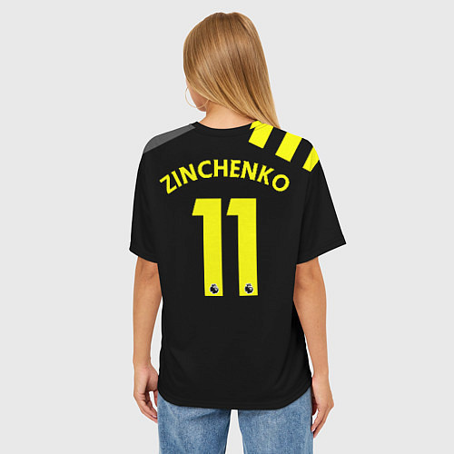 Женская футболка оверсайз Zinchenko away 19-20 / 3D-принт – фото 4