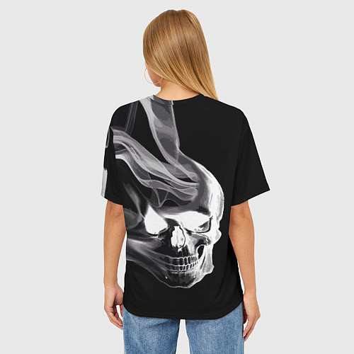 Женская футболка оверсайз Wind - smoky skull / 3D-принт – фото 4