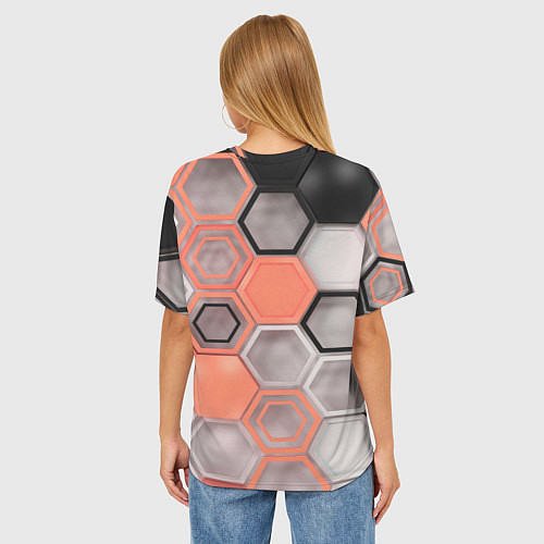 Женская футболка оверсайз Объемные соты абстрактные / 3D-принт – фото 4