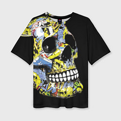 Женская футболка оверсайз Graffiti - Skull