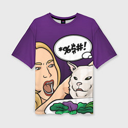 Женская футболка оверсайз Woman yelling at a cat