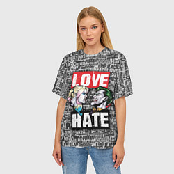 Футболка оверсайз женская Love Hate, цвет: 3D-принт — фото 2
