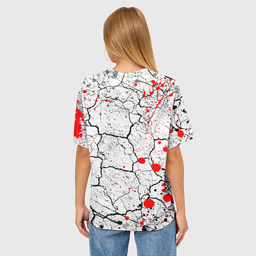 Женская футболка оверсайз Ассасин крид с красными каплями / 3D-принт – фото 4