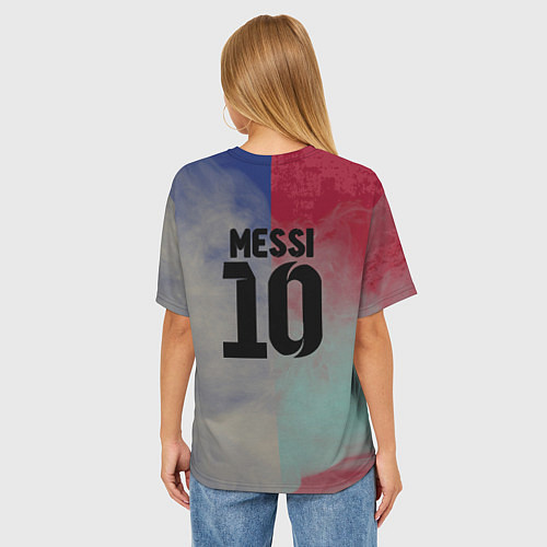 Женская футболка оверсайз Messi / 3D-принт – фото 4