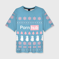 Женская футболка оверсайз Pornhub - christmas sweater