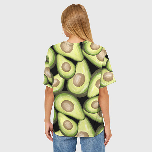 Женская футболка оверсайз Avocado background / 3D-принт – фото 4