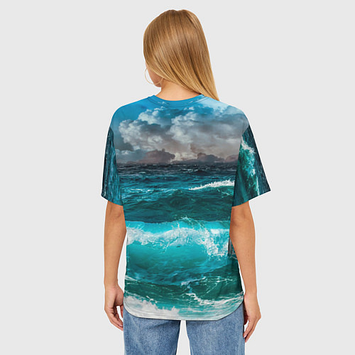 Женская футболка оверсайз Морской Кошак / 3D-принт – фото 4