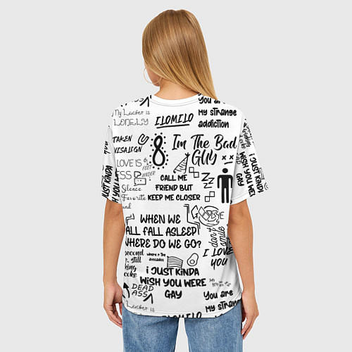 Женская футболка оверсайз МУЗЫКА БИЛЛИ АЙЛИШ / 3D-принт – фото 4