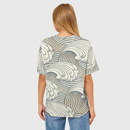 Женская футболка оверсайз Арт волны / 3D-принт – фото 4