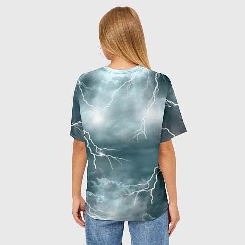 Женская футболка оверсайз Грозовой кошак / 3D-принт – фото 4