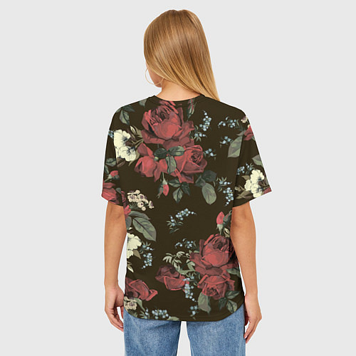 Женская футболка оверсайз Букет роз / 3D-принт – фото 4