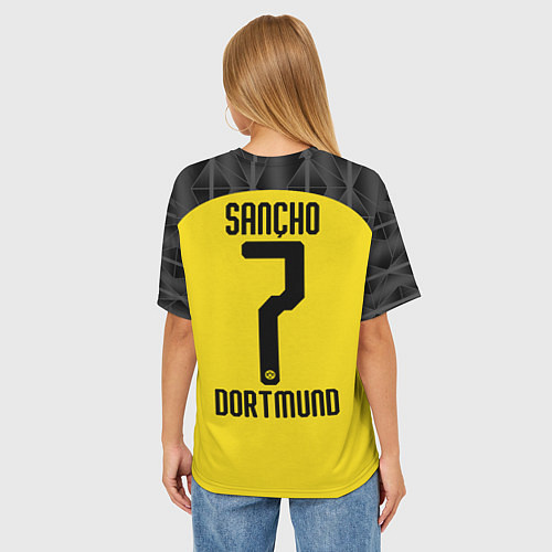 Женская футболка оверсайз Sancho home UEFA 19-20 / 3D-принт – фото 4
