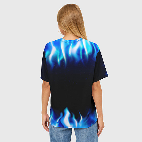 Женская футболка оверсайз Синий Огонь / 3D-принт – фото 4