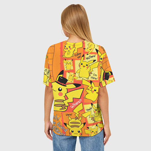 Женская футболка оверсайз Pikachu / 3D-принт – фото 4