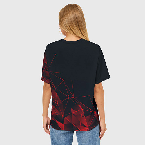 Женская футболка оверсайз RED STRIPES / 3D-принт – фото 4
