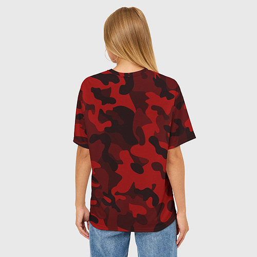 Женская футболка оверсайз RED MILITARY / 3D-принт – фото 4