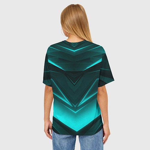 Женская футболка оверсайз NEON GEOMETRY STRIPES / 3D-принт – фото 4