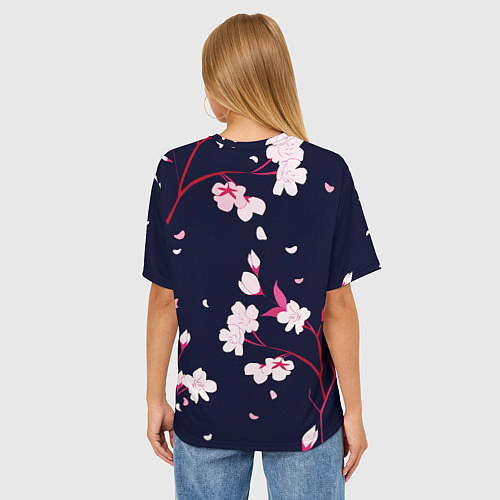 Женская футболка оверсайз Сакура / 3D-принт – фото 4