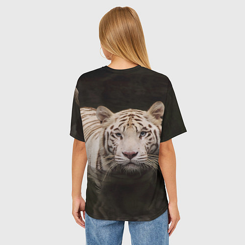 Женская футболка оверсайз Белый тигр / 3D-принт – фото 4